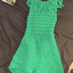 Handmade crochet romper GREEN